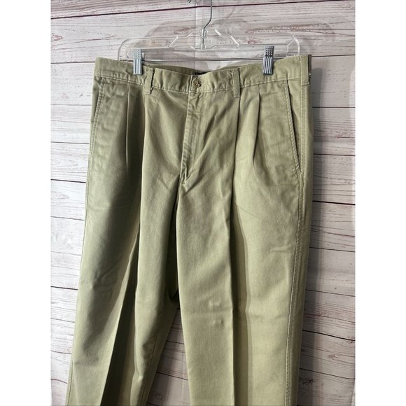Lee Performance 36x30 Khaki Comfort Mens Casual Dress Pants Pleated Hemmed 27" - Picture 2 of 6